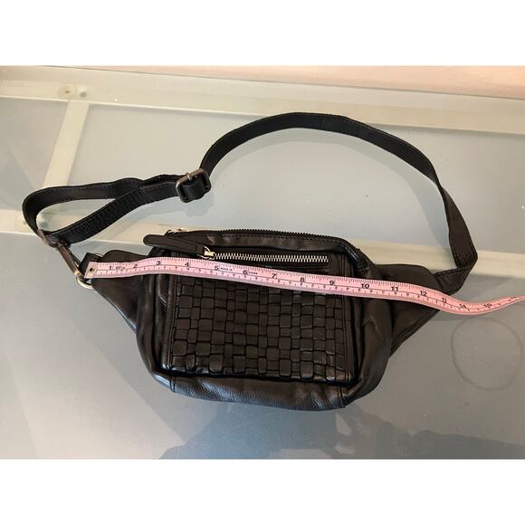 Vilenca Holland black woven leather fanny pack belt bag unisex bottega purse - Picture 5 of 6